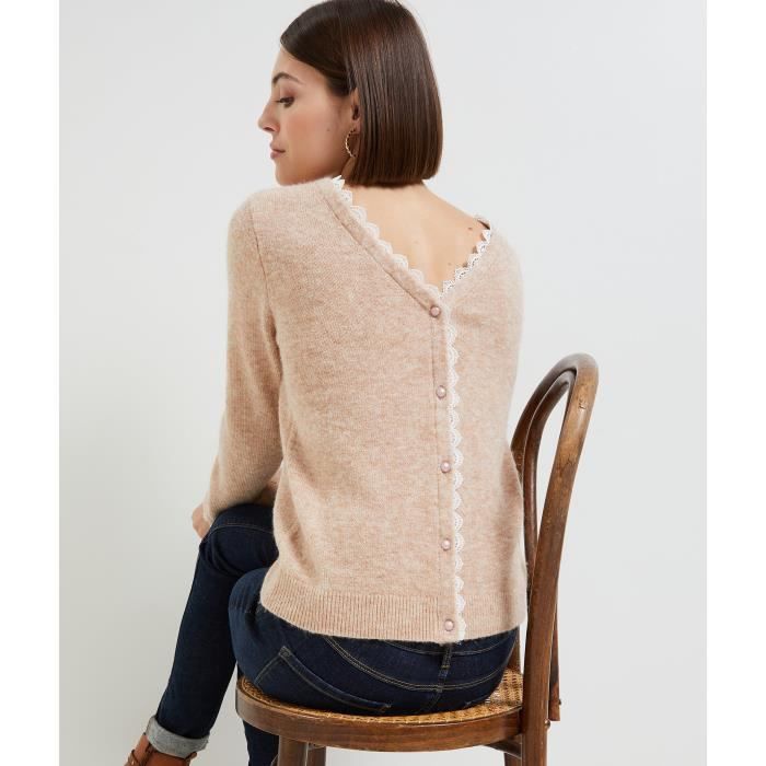 GRAIN DE MALICE Gilet Pull 2 en 1 femme Beige Cdiscount Pret a Porter