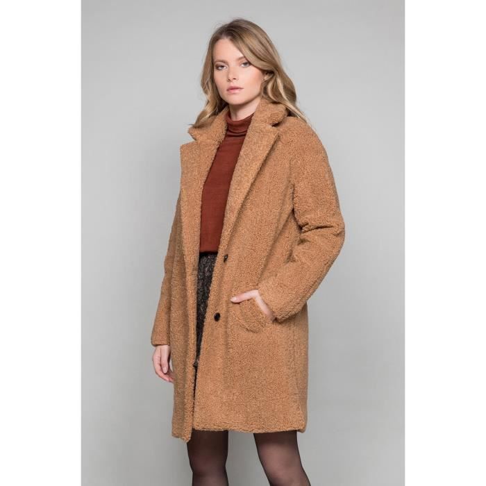 Manteau oversize à bouclettes MILDA - Couleur - Camel, Taille - L Marron -  Cdiscount Prêt-à-Porter