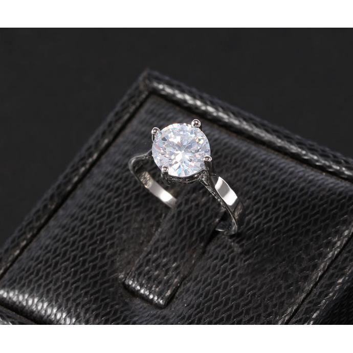 Bague Fleur émail Et Zircon - Plaqué Argent 925 - Taille 10 (62) - Neuf Avec étiquettes
