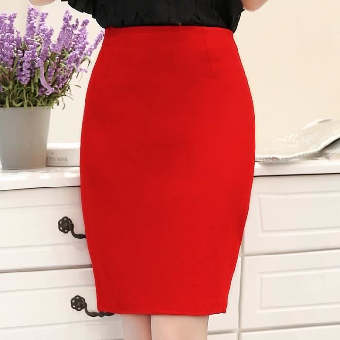 Jupe crayon best sale rouge taille haute