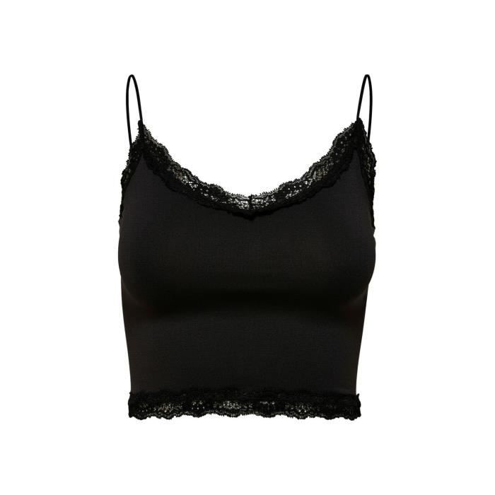 Crop top femme Only onlvicky lace - black