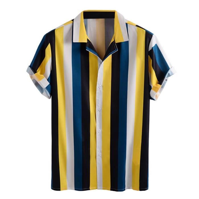 Chemise rayée homme manche courte best sale