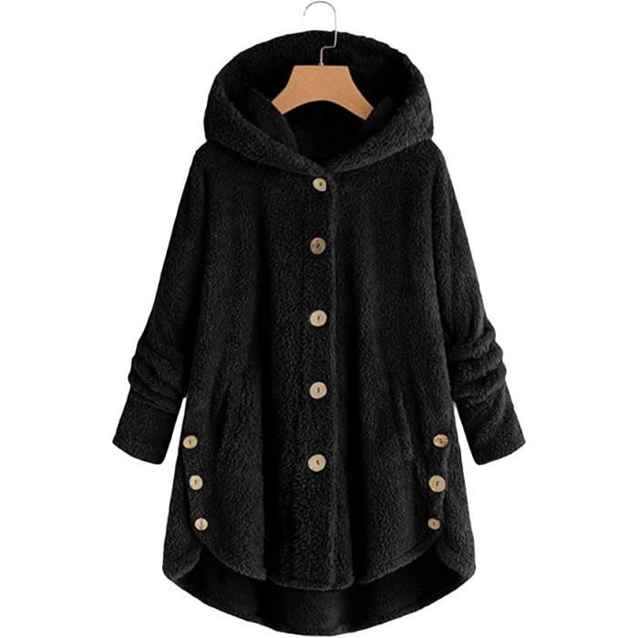 Polaire Sweat a Capuche Pull Long Femme Automne et Hiver Manteau Femme Sweat Shirt Doux Chaud Sweat Shirt Hoodie Automne Hiver Noir Noir Cdiscount Pret a Porter