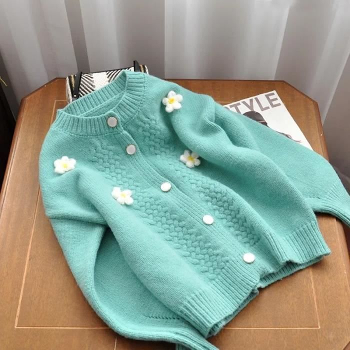 Cardigan D'hiver à Capuche à Manches Longues En Tricot épais Pour