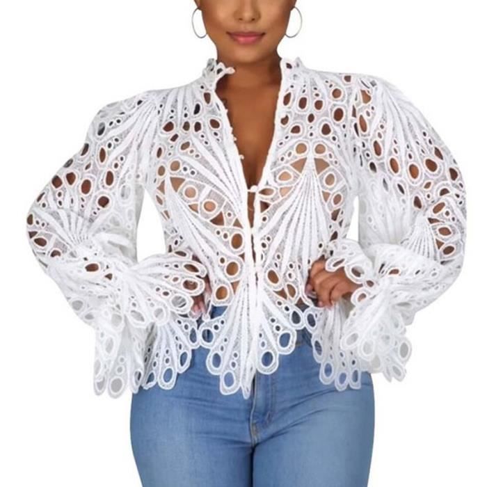 Chemisier Dentelle Blanche BCBG Max Azria - Taille S - Occasion Très Bon état