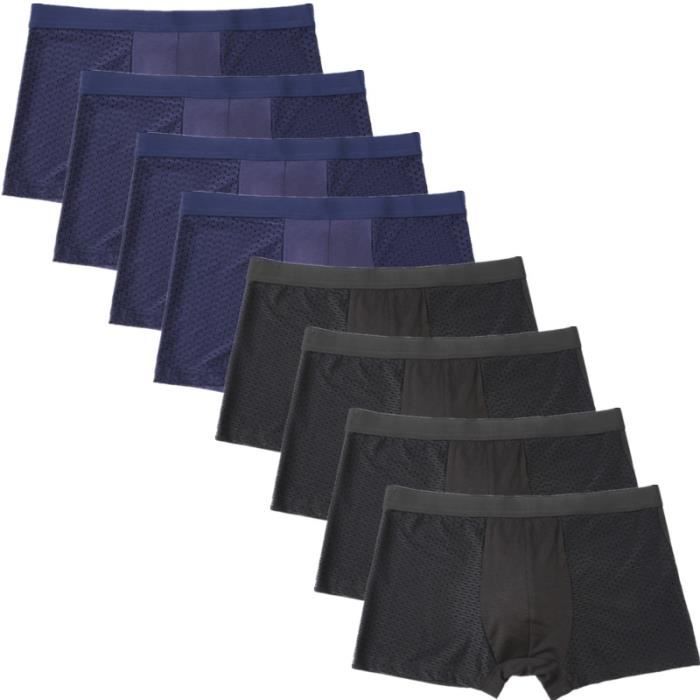 Boxer shorty Lot de 8 calecons en maille transparente pour homme sous vetements Sexy calecons grande taille 6xl 7xl 4black4blue Blanc Cdiscount Pret a Porter