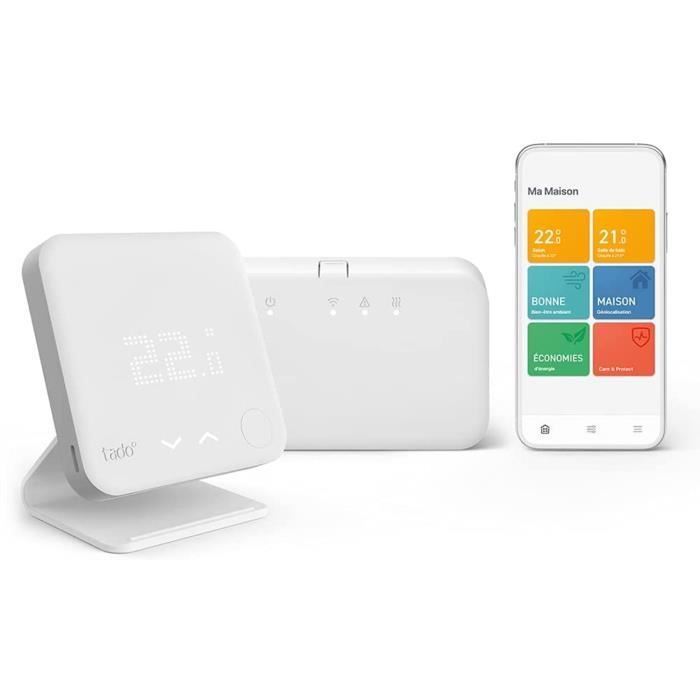 Tado Kit de Démarrage - Thermostat Connecté et Intelligent sans fil V3+, Support correspondant inclus – Contrôle intelligent du
