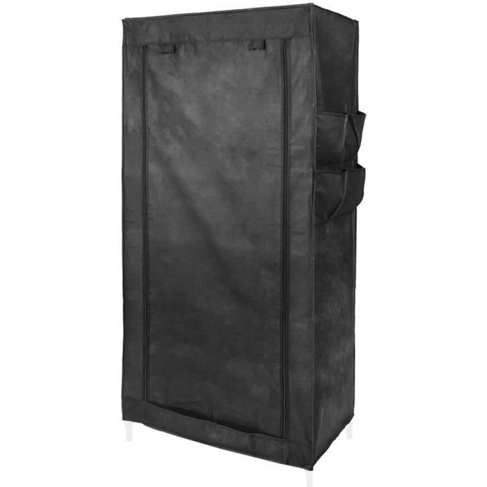 armoire de rangement en tissu 70 x 45 x 155 cm noir avec porte