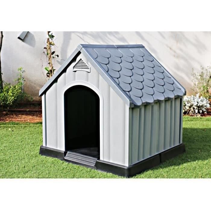 RAM Niche à chien en plastique 92 x 87 x h 91 cm- Gris clair et 