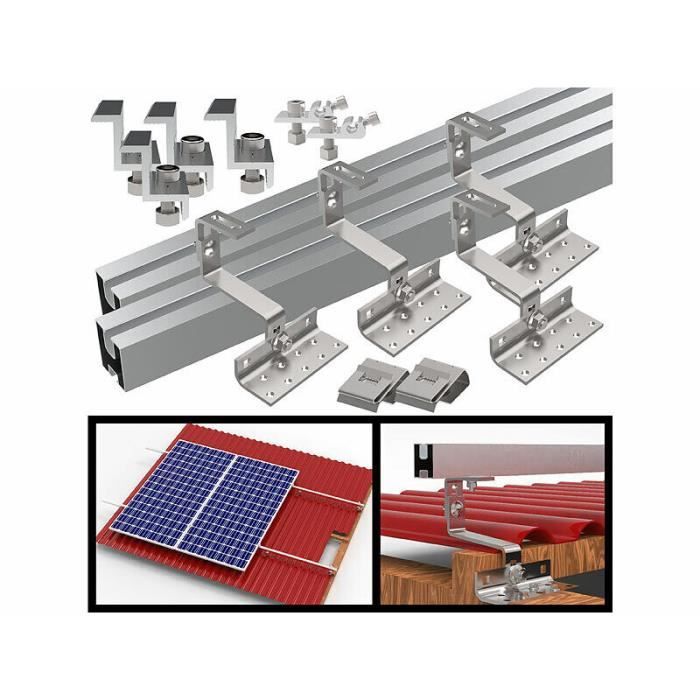 Kit De Supports Réglables Pour Panneau Solaire - Aluminium - Pour Toit Plat, Mur, Camping-car, Bateau
