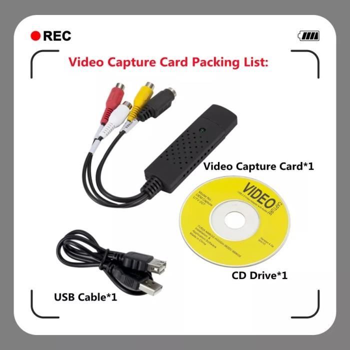 Convertisseur VHS vers numérique Convertisseur vidéo USB 2.0 Boîte de  capture audio VHS Magnétoscope VHS TV