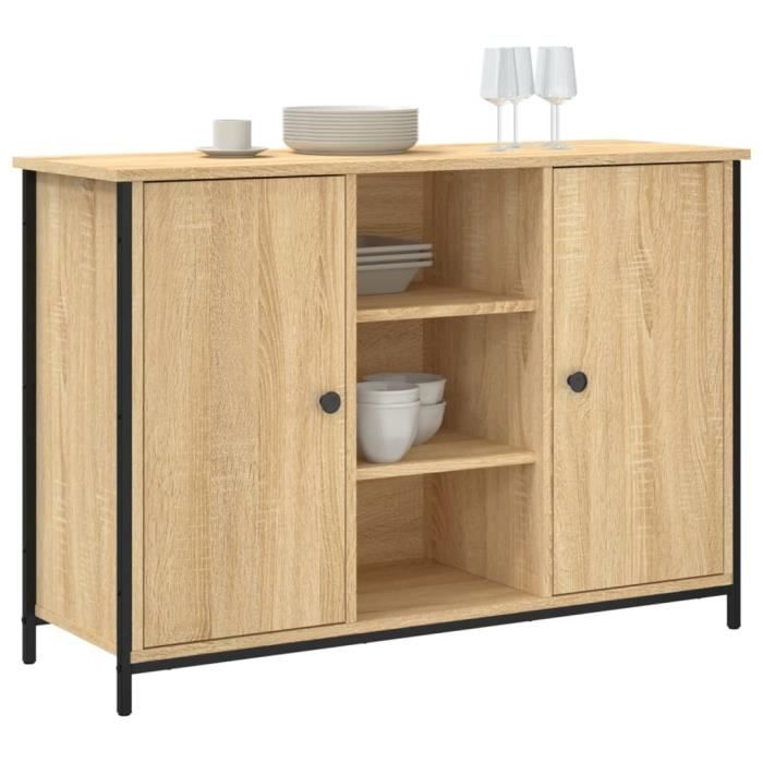 Buffet bas - SALUTUYA - BD2752 - Chêne sonoma - Bois dingénierie - 100x35x70 cm