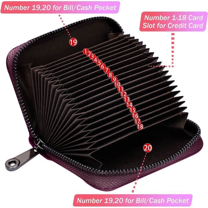 Miss Lulu Portefeuille Femme Portefeuille en Cuir avec 10 Emplacements Tri Couleur Longue Porte