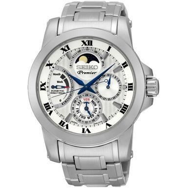 MONTRE HOMME SEIKO SRX011P1 PREMIER KINETIC D.D. CD BLANC PHASE DE