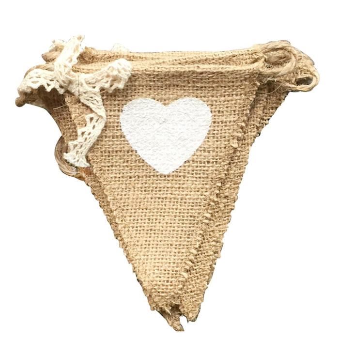 Fanion Toile de Jute,Guirlande Fanion Jute,4 Pièces Fanion Anniversaire