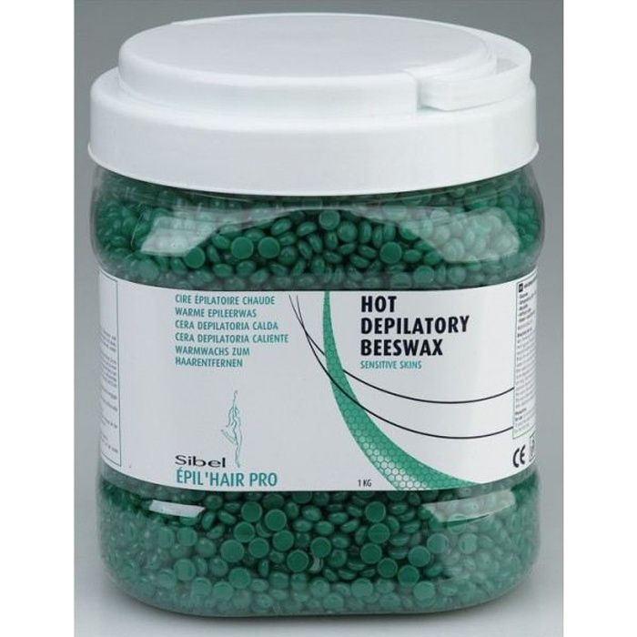 Cire épilation - Sibel - Cire dabeille perles verte - 1000g - Peaux sensibles - Liposoluble