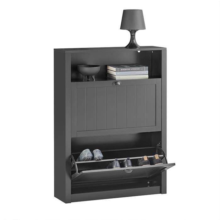 SoBuy FSR87-SCH Meuble à Chaussures avec 2 abattants et Compartiment Noir 80x24x110 SoBuy FSR87-SCH Meuble à Chaussures avec 2 abattants et Compartiment Noir 80x24x110
