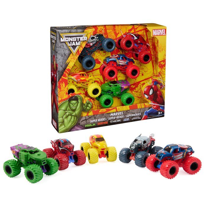 Pack De 5 Vehicules Marvel Die cast 1:64 Monster Jam SPINMASTER A Partir De