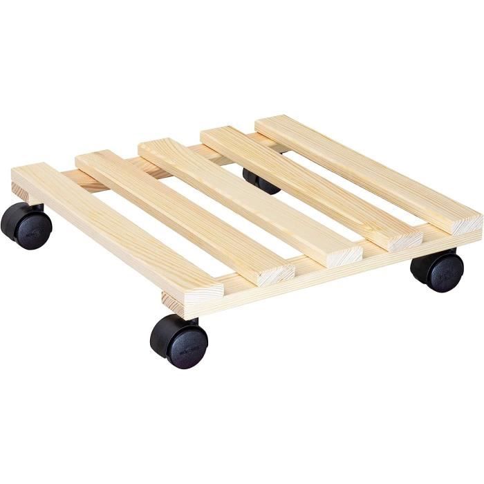 Chariot à Roulettes Pour Pots De Fleurs - Bois Massif FSC® - 79x29x8,5 Cm - Charge 150 Kg - Intérieur/Extérieur