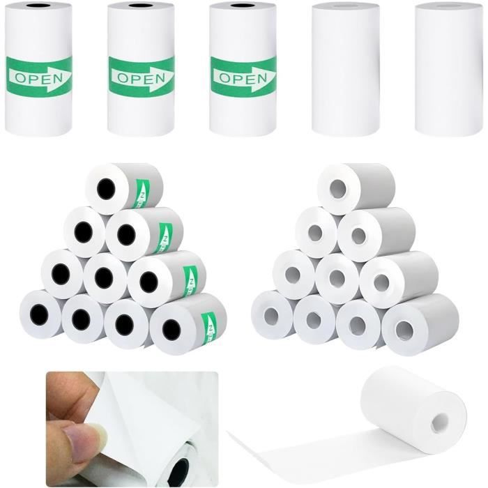 Lot De 20 Rouleaux Papier Thermique Pour Mini Imprimante Photo : 10 Rouleaux + 10 Auto-Adhésifs Blancs 57x25mm