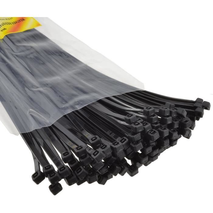 Pack 100 Attaches Serre-câble noir 3/100mm