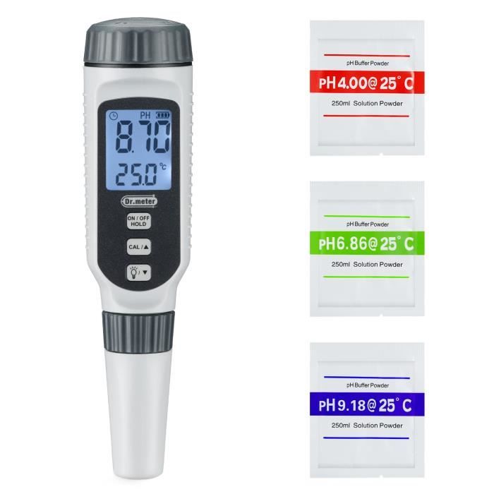 Dufuso PH Mètre 5-en-1 Haute Précision - Testeur Piscine Eau Potable TDS EC Salinité Température - Écran LCD Bleu