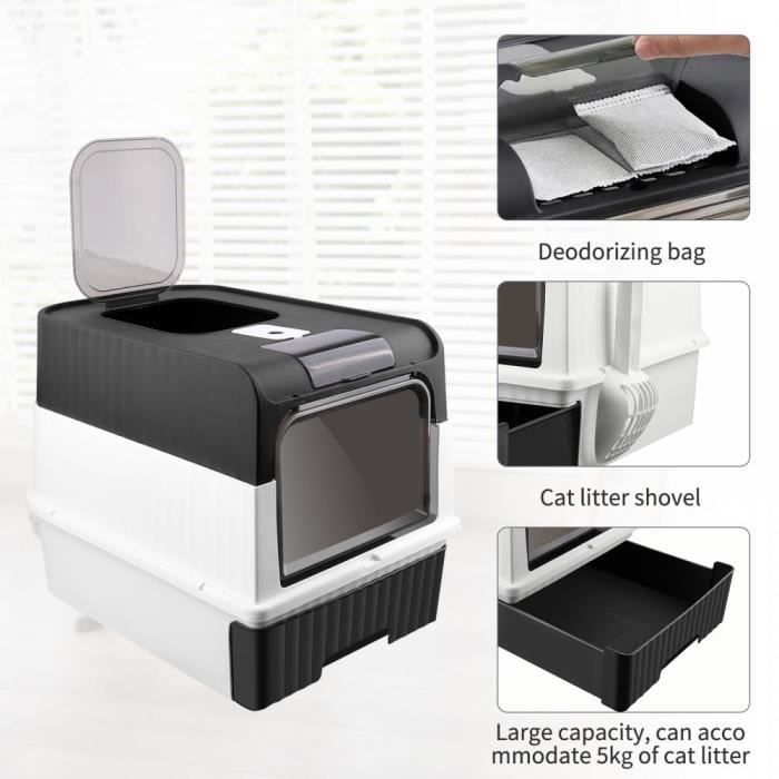 Meilleurs prix pour SUPFINE 49*37*35cm Bac à litière, capacité de chargement par le haut jusqu'à 15 kg, sortie libre par le haut BAC A LITIERE