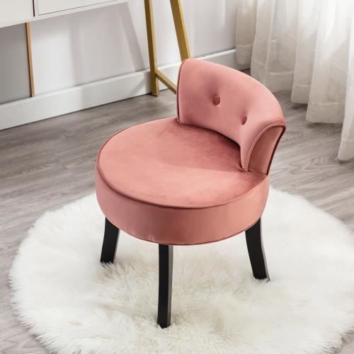 1pcs Chaise de chambre à coucher en velours avec pieds en chêne, tabouret  de coiffeuse en tissu, petite chaise de chambre (rose) - Cdiscount Maison