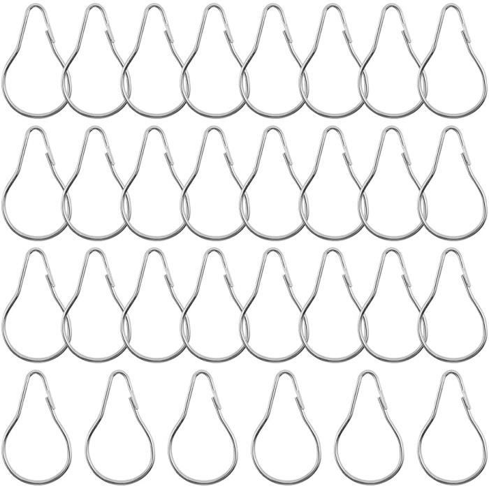 30 Anneaux De Rideaux Métal Argent - Pour Douche, Fenêtres, Lits - Ouverture Facile Sans Outil