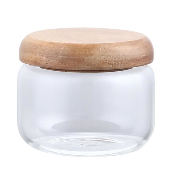 Mini bocaux en verre, avec couvercles en bois, contenant de 300 ml,  organisateur transparent pour grains, grains, café, épices, - Cdiscount  Maison