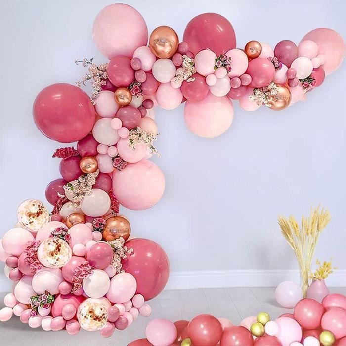 Arche Ballon Rose, Kit de Guirlande de Ballon Rose et Blanc 98 Pièce Métal  Rose Abricot Or Ballons Anniversaire Décorations de Fête avec Fleur Ballon  Guirlande pour Mariage Anniversaire Baby Shower 