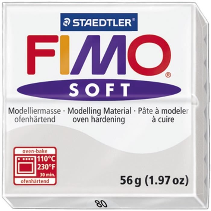 STAEDTLER Pâte à modeler à cuire Fimo Soft bloc 56 g gris