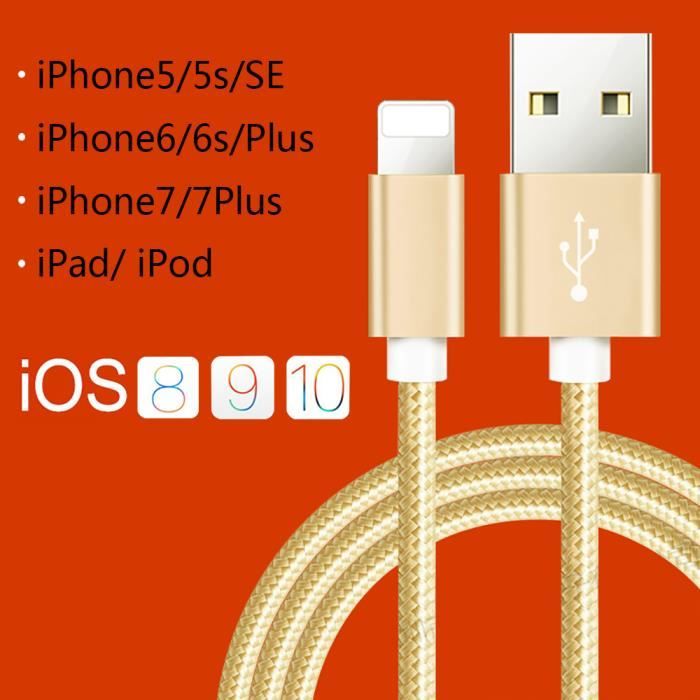 Câble iPhone, Lot de 3 Câble Lightning Chargeur Câble Charge pour iPhone  11/11 Pro/X/XS/XR/8/8 Plus/7/7 Plus/6s/6s Plus/6/6 Plus/SE - Cdiscount  Téléphonie