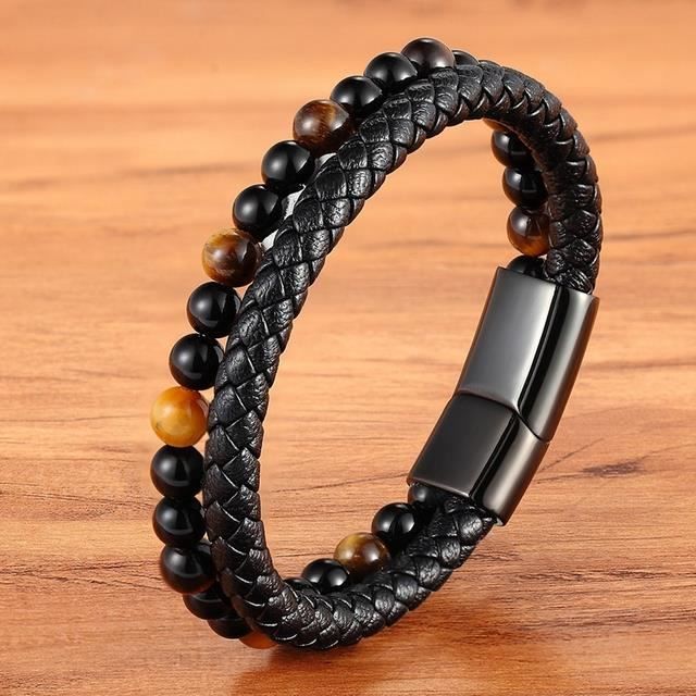 Bracelet Perles œil De Tigre Gris Naturel 8mm - Homme/femme, Réglable, Neuf Avec étiquettes