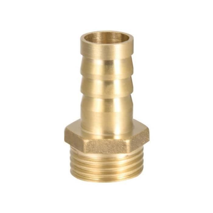 sourcing map Raccord Cannelé Tuyau Laiton Connecteur Métrique Mâle à Barbelé 10mm x M14 x 1.5