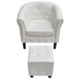 Fauteuil cabriolet avec repose-pied Cuir synthétique Blanc  -Blanc -MOO-1
