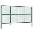 🍍4869Portillon grillagé Portail de clôture-Porte de jardin Portillon Acier350x150 cm Vert-1