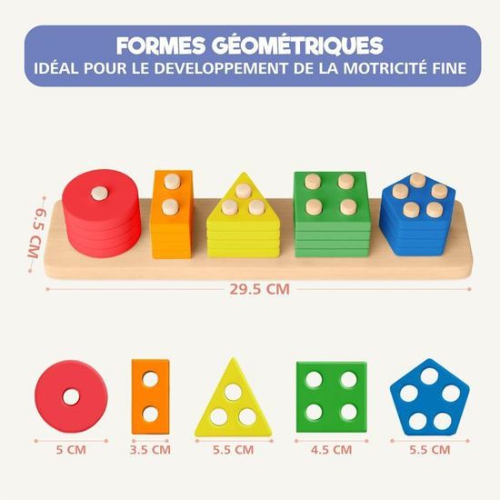 QHFlashbuy Jouets Montessori à Empiler et de Tri 1 2 3 Ans,20PCS Jouet Éducatif De Couleurs Et De Formes Différentes,Formes Géométriques Puzzles à Trier Les QHFlashbuy Jouets Montessori à Empiler et de Tri 1 2 3 Ans,20PCS Jouet Éducatif De Couleurs Et De Formes Différentes,Formes Géométriques Puzzles à Trier Les
