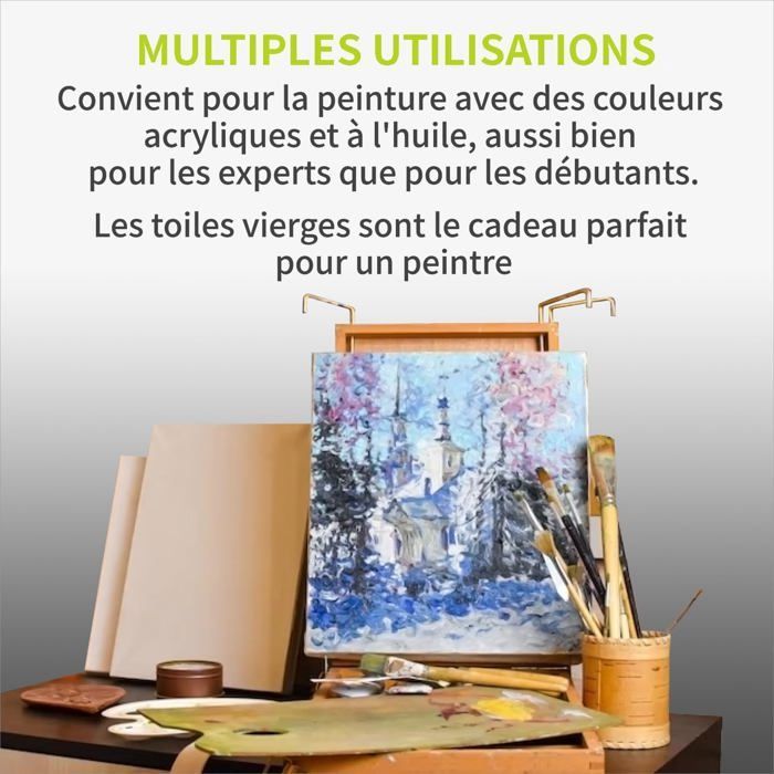 Petite Toile Peinture 15 Toiles Peinture Format A4 (21x30cm) - Coton Blanc Pour Artistes Toiles à Peindre