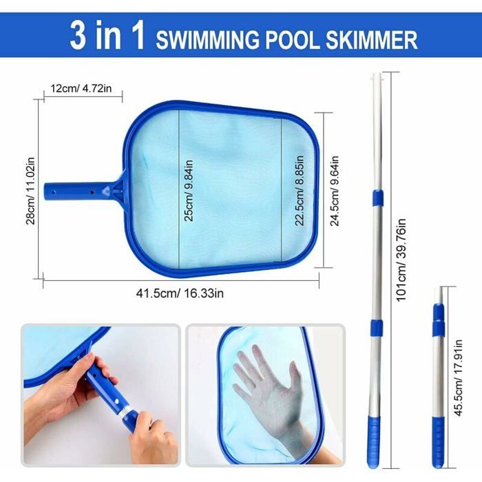 Épuisette de Piscine,105cm Épuisettes de Surface pour Piscine Filet D