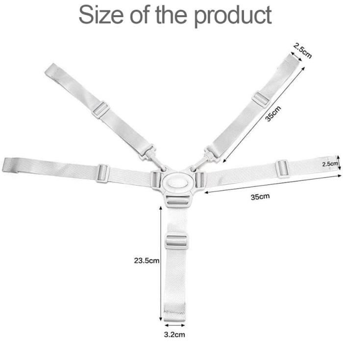 Harnais De Sécurité Chaise Haute 3 Points - Ceinture Réglable Pour Bébé, Poussette Et Chaise