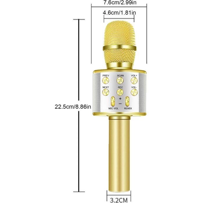 Microphone Karaoké Bluetooth, 4 en 1 Micro Enfant pour Chanter Fille