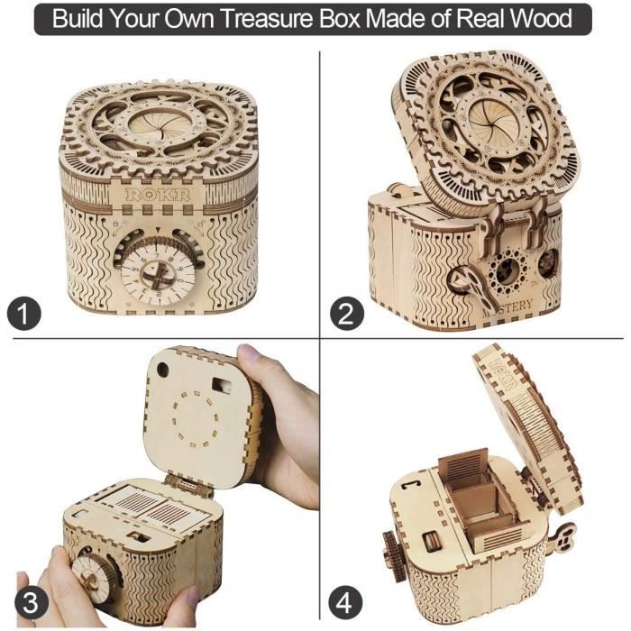 ROKR Puzzle 3D en bois mécanique - Boîte au trésor - Projets de casse-tête en bois - Puzzle 3D pour adultes - Plus de 14 ans ROKR Puzzle 3D en bois mécanique - Boîte au trésor - Projets de casse-tête en bois - Puzzle 3D pour adultes - Plus de 14 ans