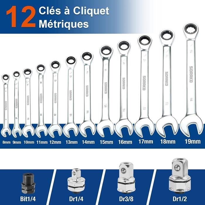 Clé mixte à cliquet réversible 13 mm KSTOOLS - Chrome plus 72 dents -  Cdiscount Bricolage
