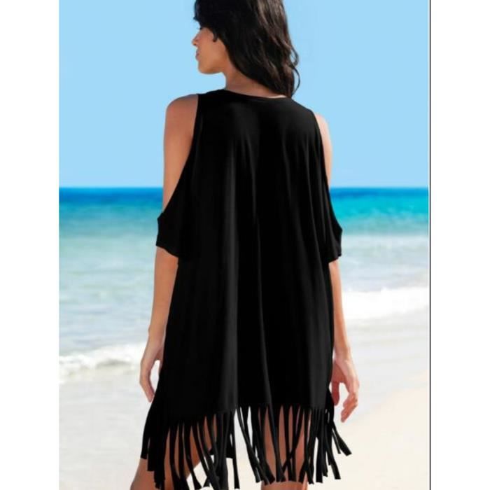 Robe de plage Femme par o Coton tunique col V Sexy d t taille
