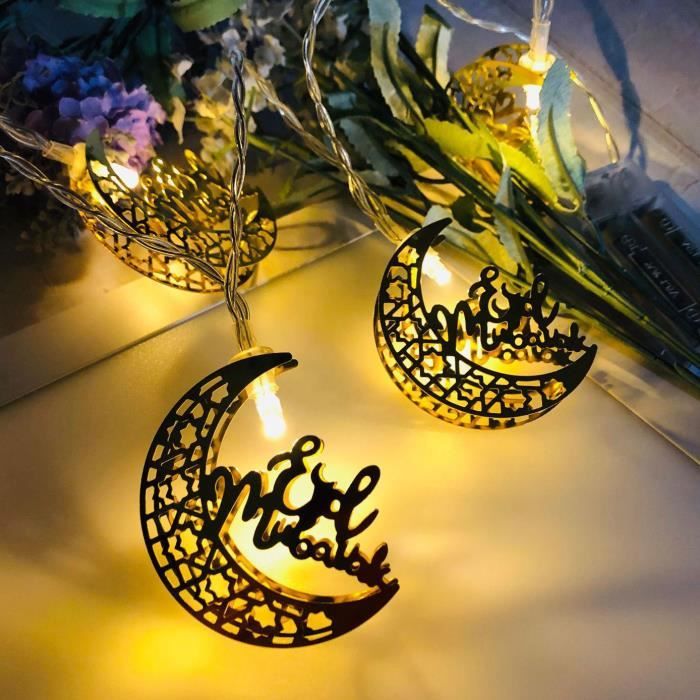 Guirlande lumineuse décorative Ramadan EID Moubarak Mon Star, SPECOOL 3 m  de longueur 20 LED Festives Lights USB Festival Lights