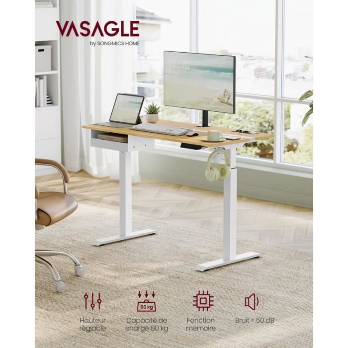 JUMMICO Bureau Assis-Debout Électrique - Réglable 72-118cm | Charge 70kg | Moteur Silencieux