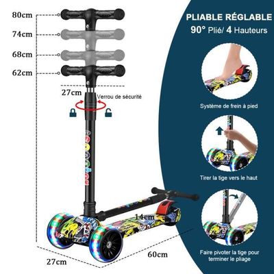 Trottinette à trois roues LED Acheter en ligne