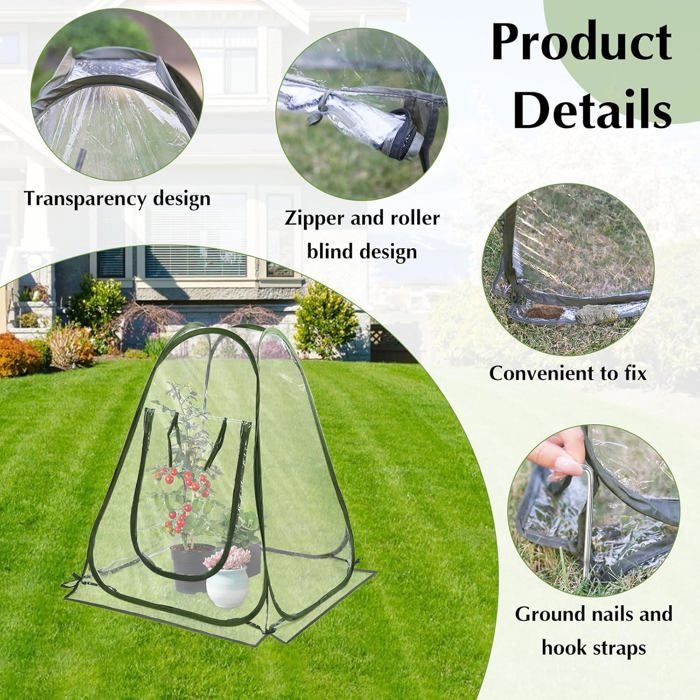 Serre De Jardin Petite Serre Pop-up Mini Serre Protection Des Plantes 94 X 94 X 122 Cm