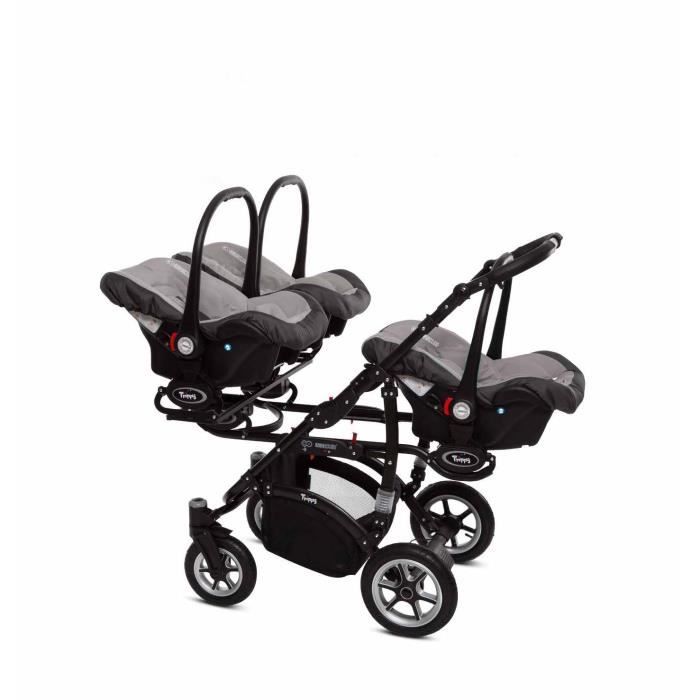 Poussette triple 3 en 1 avec nacelles si ges et cosy noir